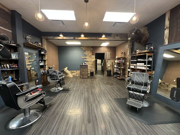 Barbershop with plank flooring